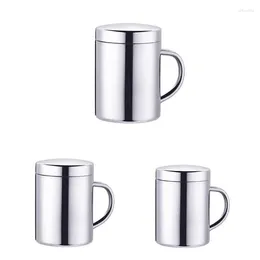 Tumblers Double Wall Stainless Steel Beer Coffee Mugs With Lid Handle Portable Anti-Fall Drinking Water Cups For Office Camping