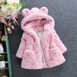 210Year Baby Girls Jacket Autumn Winter Warm Faux Fur Coat For Christmas Princess Outwear Fashion Plush Children Clothing 240108