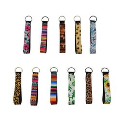 New Wristband Keychains Floral Printed Key Chain Neoprene Key Ring Wristlet Keychain Party Favour 20 Designs Epacket Ship6459163