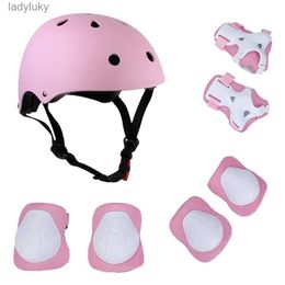 Cycling Helmets Kids 7 in 1 Helmet and Pads Set Adjustable Kids Knee Pads Elbow Pads Wrist Guards for Scooter Skateboard Roller Skating CyclingL240109