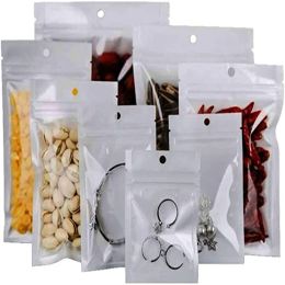 wholesale White Plastic Bag Self Seal Packing Zipper Retail Packages Food Coffee Tea Cookie Storage Bags Empty Pouch BJ