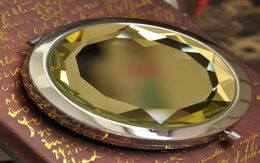 100pcs 7cm folding makeup mirror compact mirror with crystal metal pocket mirror for wedding gift3211110