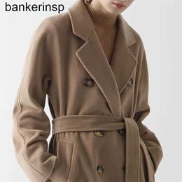 Cashmere Coat Maxmaras Labbro Coat 101801 Pure Wool M Family 101801 Italian Wool Women's New High end sided Wool Mid lengthZ9NC