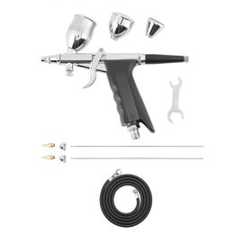 Airbrush Kit Metal Double Action Trigger Airbrush Spray Tool Set For Painting Nails Cake Tattoo Makeup 240108