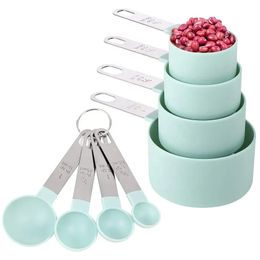 Measuring Cups & Spoons Set of 8 Pieces Stackable Nesting Measure Cups and Spoons with Stainless Steel Handle Kitchen Gadgets for Cooking & Baking