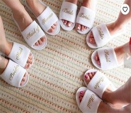 Wedding Party Gifts Personalised Brides Bridesmaid slippers Wedding Bridal Shower Gift Maid Honour Bachelorette Favours Decoration6181894