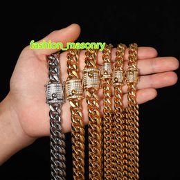 GZYS JEWELRY Wholesale High Quality 18k Gold Plated Stainless Steel Miami Cuban Link Chain 8mm 10mm 12mm