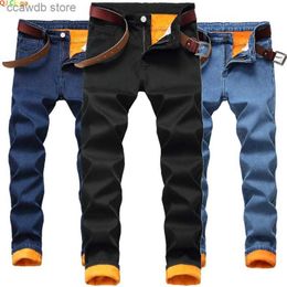 Men's Jeans Winter New Fashion Brand High Quality Stretch Knee Ripped Black Slim Jeans Men Slim Elastic Pants Boy Ripped Mens Trousers T240109