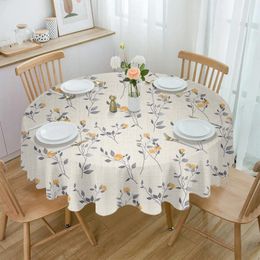 Table Cloth Hand-Painted Leaf Plant Yellow Waterproof Tablecloth Decoration Wedding Home Kitchen Dining Room Round