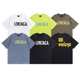 B Brand Classic Logo Tape T-shirts Washed Loose Fitting Short Sleeved T-shirt