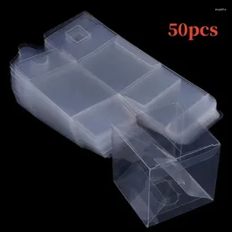Gift Wrap 50Pcs Clear Plastic Packaging Box Display Dustproof Square PVC Boxes Wedding Candy Chocolate Biscuit Party