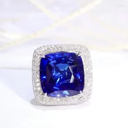 Cluster Rings SFL2024 Sapphire Ring Real Pure 18K Natural Royal Blue Gemstones 15.06ct Diamonds Stones Female