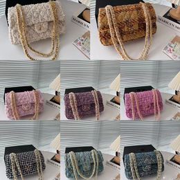 New Colour Woollen cc designer bag shopping crossbody diamond lattice soft shoulder bag gold ball woc chain flap leather hasp belts handle bags 25cm chan bag