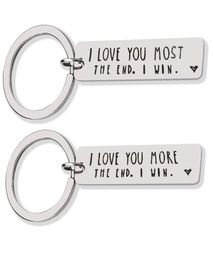 Creative Keyrings Stainless Steel I Love You Most More The End I Win Couples Keychain Metal Key Holders Party Favour HHA21798151434
