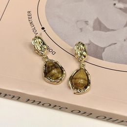 Stud Earrings Light Luxury Aesthetic Maillard Tiger Eye Stone Water Drop Exquisite Pendant For Women Charms Female Jewellery