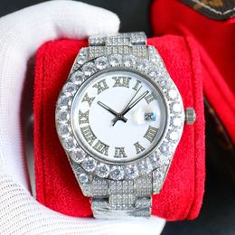 Full Diamond Mens Watches 42mm Automatic Mechanical 2824 Movement WristWatch Diamond Bezel Waterproof WristWatches Montre De Luxe Watches Men