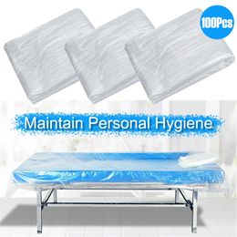 100pcs Disposable Plastic Couch Cover Bedspread SPA Massage Treatment Table Sheets Transparent Beauty Bed Waterproof Film 240108