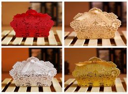 Laser Cut Hollow Lace Flower White Gold Red Candy Box Wedding Party Sweets Candy Gift Favour Favours Boxes4650982