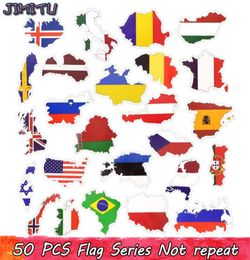 50 PCS Waterproof Flag Stickers United States United Kingdom Canada France Country Map Sticker DIY Home Baggage Scrapbook Home Dec7421541