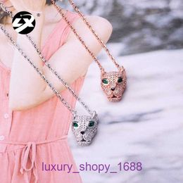 2024 Designer Car tires's Single Ring Cake Necklace Sterling Simple personality fashion Asian gold plated green eyed leopard head With Original Box