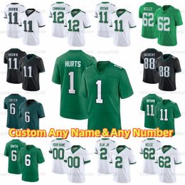 Jason Kelce Jalen Hurts Football Jersey AJ Brown Goedert Darius DeVonta Smith D'Andre Swift Brian Dawkins Haason Reddick Nolan Jalen Carter Lane Johnson Custom 1 11 62