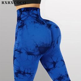 Pants Rxrxcoco Women Tie Dye Seamless Leggings Workout Sport Fiess Yoga Pants Scrunch Butt Lifting Leggings for Women Gym Sportwear