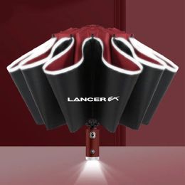 Fashion Portable LED Car Umbrella Reflective Stripe Automatic For Mitsubishi Lancer Ex 9 10 Accessories 240109