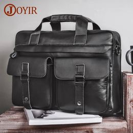 JOYIR Genuine Leather Mens Briefcases 156 Laptop Bag Office Bags for Men Document Business Shoulder Messenger Handbag 240109