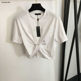 Brand women T shirt designer fashion Letter logo pin buckle wrinkle waist short navel sleeve upper garment Jan 09