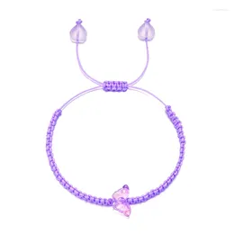 Charm Bracelets Rinhoo Fashion Handmade Purple Butterfly Bracelet For Women Sweet Heart Pendant Braided & Bangle Jewellery Gift