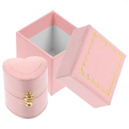 Jewelry Pouches Heart Box Ring Gift Boxes For Engagement Shaped Wedding Case Buckle Small