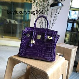 Genuine Leather Handbag Bk French High-end Crocodile Pattern Real Leather Bag Luxury Crocodile Skin Women's Bag Commuter Large Capacity Handbag One Shoulder