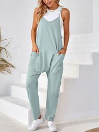 Summer Long Jumpsuit Women Overalls Black Ladies Jump Suit Romper For 240109