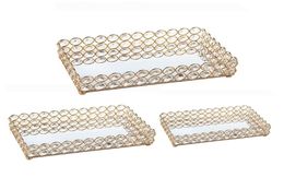Crystal Rectangle Mirrored Cosmetic Vanity Jewellery Organiser Decorative Tray for Wedding Home Decoration 2103302153835