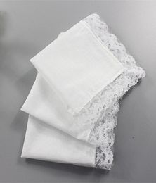 25cm White Lace Thin Handkerchief Cotton Towel Woman Wedding Gift Party Decoration Cloth Napkin DIY Plain Blank FWB67788359215