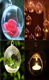 80MM Hanging Tealight Holder Glass Globes Terrarium Wedding Candle Holder Candlestick Vase Home el Bar Decoration9849146