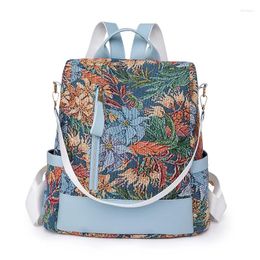 School Bags 2024 Fashion Women Backpack Embroidery Flower Design Ladies High Quality Anti-theft Daypack Student Sac