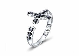 Unique European Women 925 Sterling Silver Black CZ Open Finger Ring for Girls GIFTS53537672278683
