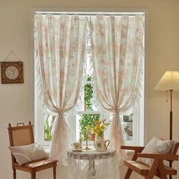 YanYangTian Lace gauze curtains Christmas Decor curtain French window Luxury Pastoral style girl Clasp 240109