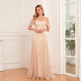 Tulle 2024 Gold Meerjungfrau von den Brautkleidern Stickerei Plus Size Bräutigam Mutter für Hochzeitsfeierkleider Gäste formale Abendkleid Gott Mutter Berühmtheit tragen Mal