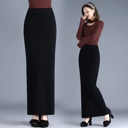 Winter Thickened Imitation Mink Velvet Women French Elegant Knitting Skirt Autumn Warm One-Step Long R329 240104