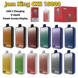 Authentic puffbar disposable vape Jam King CKS Energon 15000 eu warehouse vape pen 24ml Prefilled USB-C Charging E Liquid Power Screen Display wholesale juice flavor