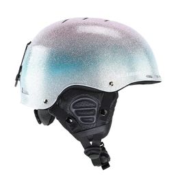 SEARIPE Portable Glitter Shiny Ski Helmets Snowboarding Head Protective Gear for Men and Women Anti-collision Snow Equipment 240108