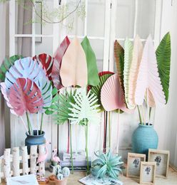 Coloured Artificial Tropical Palm Leaves Plastic Monstera Leaves decorative flowers for wedding road leading Artificial Plants for 6639007