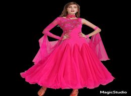 8 cores 17NEW vestido de dança moderna feminino renda diamante Valsa Tango Foxtrot traje de competição de passo rápido roupas padrão de salão de baile da1867407