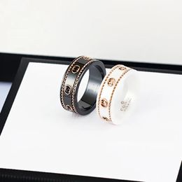 Rings love ring men Latest Style ewlery for Women womens rings Anniversary Gift G double blackandwhite ceramic ancient ring 18K gold b