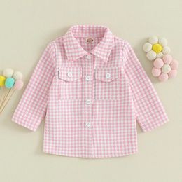 Jackets Toddler Girl Pink Shirt Jacket Plaid Print Long Sleeve Button Cardigan Winter Coat For Infant Baby Spring Fall Outwear