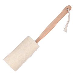 Natural Loofah Bath Brush with Long Wood Handle Exfoliating Dry Skin Shower Body Scrubber Spa Massager9616751