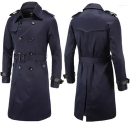 Men's Trench Coats 2024 Autumn Casual Long Fit Double Breasted Windbreaker Fashion Versatile Personalised Coat