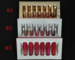 Gold lip gloss Birthday Limited Edition Holiday Matte Lipstick Valentine Lip gloss Mini Kit Lip Cosmetics 6 Colors set DHL2979101